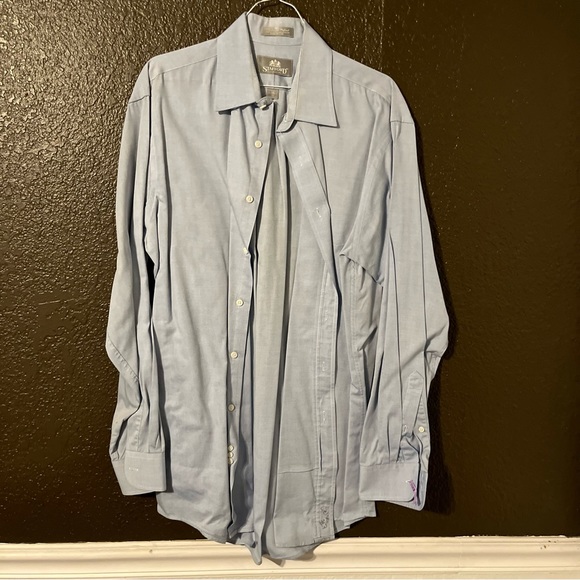 Light Blue Athletic Fit Button Down Long Sleeve Business / Suit Shirt,Size 16 35 - Picture 1 of 4